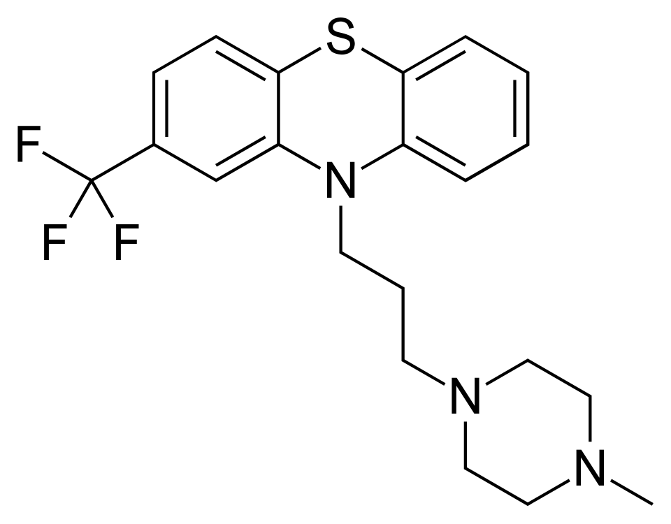 Wzór strukturalny trifluoperazyny. Źródło: Wikimedia Commons.